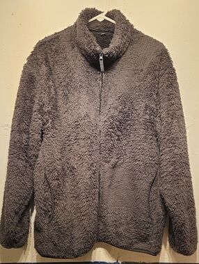Uniqlo Men's Dark Gray Zip-Up Sherpa Fleece Jacket (XL)